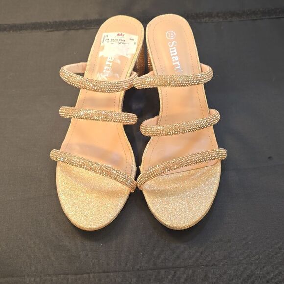 BRAND NEW SMARTY MULTI JEWEL STRAP WOMEN"S BLOCK HEEL SANDAL - Picture 2 of 15